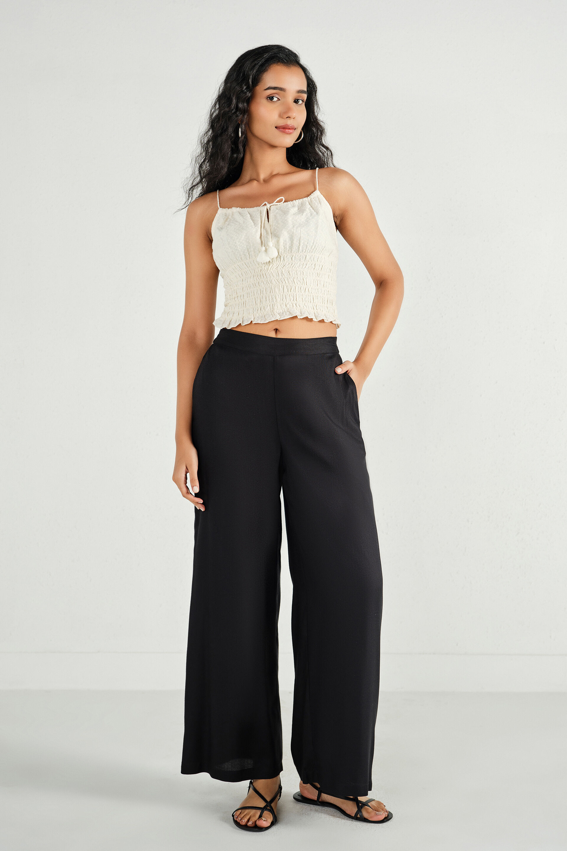 Siyahi Black Palazzo Pants, Black, image 4